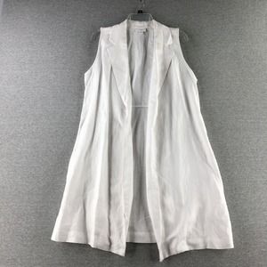 J Jill Sweater Womens Medium Petite Linen Blend Cardigan Vest, White Sleeveless
